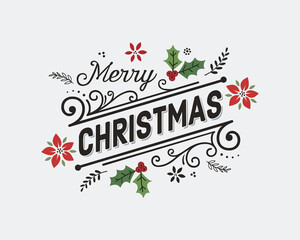 Merry Christmas, typography poster, vector, greeting card, social media post, banner, poster, flyer, decoration card, invitation card, Merry Christmas typography, holiday wish card