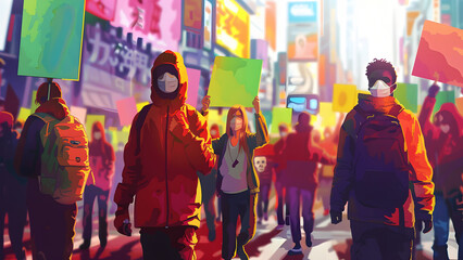 Fototapeta premium realistic high-resolution photo of demonstration, with detailed background