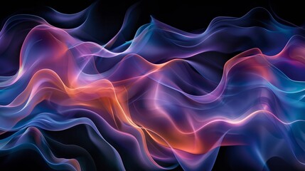 Obraz premium Digital illustration of abstract colorful wave pattern on a black background