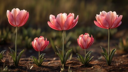 Fototapeta premium A set of process diagrams showing the three stages of a flower's growth, bud, bloom, and wilt
