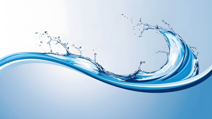 Fluid water splash with white background