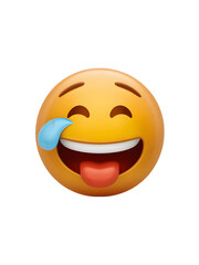 Fototapeta premium Yellow 3D smiley face icon, cheerful cartoon ball with happy expression