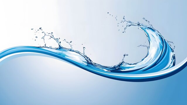 Fluid water splash with white background