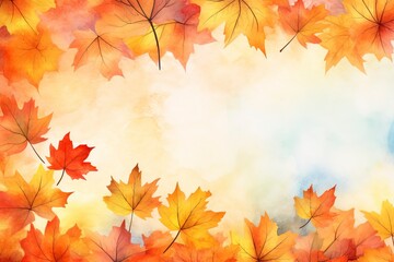 Obraz premium autumn leaves background, copy space , generative ai