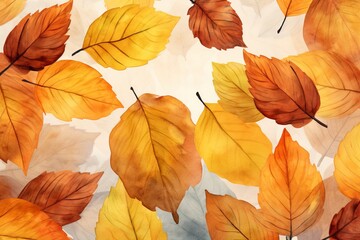 Obraz premium autumn leaves background, copy space , generative ai