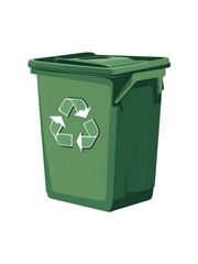 A green recycle bin with a recycle symbol, isolated on a white background