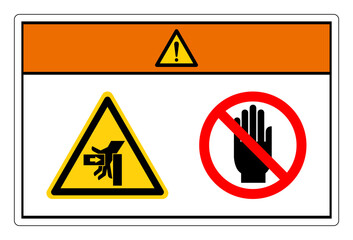 Warning Hand Crush Force From Left Do Not Touch Symbol Sign, Vector Illustration, Isolate On White Background Label. EPS10