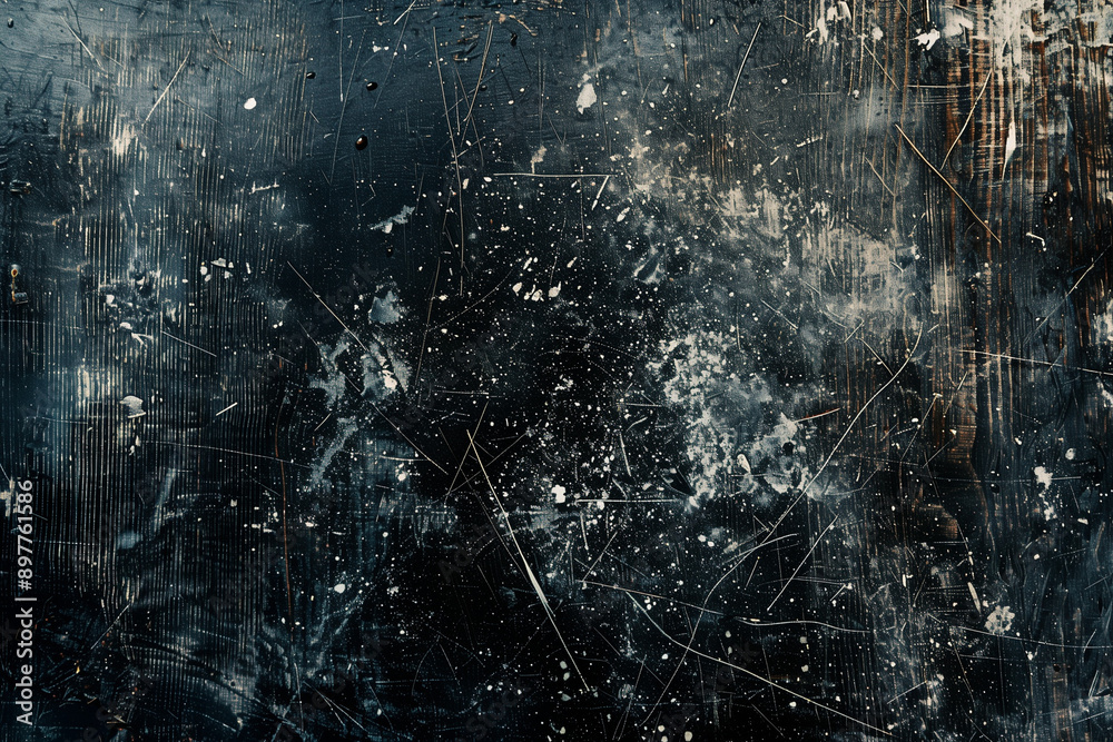 Poster dust and scratches design. aged photo editor layer. black grunge abstract background. copy space.