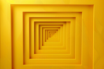 Abstract folded paper effect. Bright colorful yellow background. Maze made of paper. 3d rendering