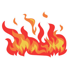 Fire flames vector image, cartoon heat wildfire clip art, red fiery flames clipart, fire flame illustration isolated on white background