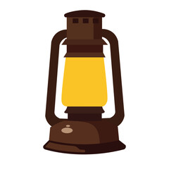 Rustic portable vintage lantern light vector illustration, outdoor kerosene lamp retro glass, isolated on white background