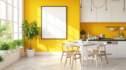 wall frame in the dining room with a table