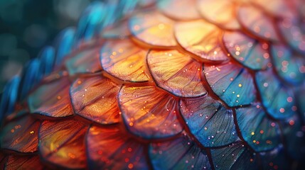 Close-up of fish scales showing iridescent colors