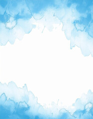 Obraz premium blue background with clouds, watercolor frame