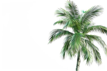Fototapeta premium Lush tropical palm tree isolated on a clean white background, perfect for themes of nature and tranquility.