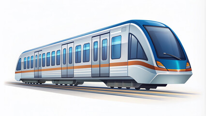 Modern sleek metro railway icon illustration on a clean white background, symbolizing urban transportation, efficiency, and high-tech infrastructure development.