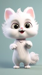 Fototapeta premium cute cat cartoon 3d render with one color background, generative ai