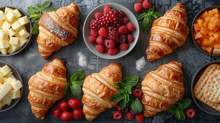Croissants with Fresh Berries and Cheese