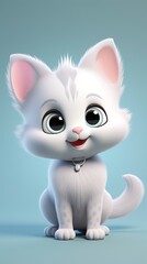 Obraz premium cute cat cartoon 3d render with one color background, generative ai