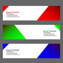 Fototapeta premium Set of wide banner template. Abstract vector background for your business, web design and other purposes.