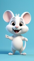 cute mouse cartoon 3d render with one color background, generative ai