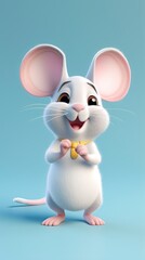 Obraz premium cute mouse cartoon 3d render with one color background, generative ai
