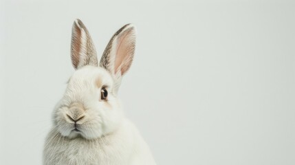 Obraz premium Rufus rabbit posing against white background with space for text
