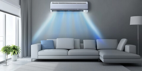 Fototapeta premium Air conditioner cooling down modern living room