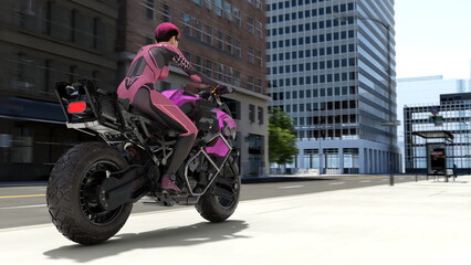 Fototapeta premium スーパーウーマンライダー 3DCGレンダリング