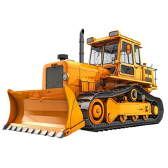 Obraz premium Yellow Bulldozer, Ready to Work: A powerful yellow bulldozer with a sharp blade, ready to tackle any task with its robust construction and imposing presence. 