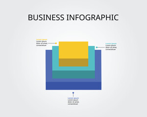 square pyramid chart template for infographic for presentation for 3 element