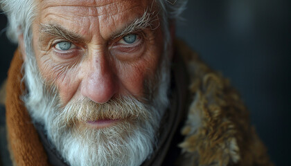 Retrato Cinemático de Homem de 60 Anos com Cabelos Grisalhos IA Generativa