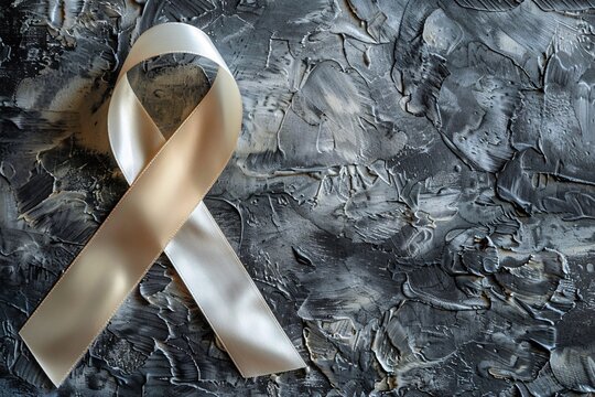 White satin ribbon, Multiple Sclerosis awareness.