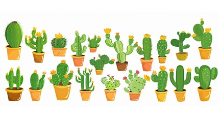 Cute Cartoon Cactus Sticker Set