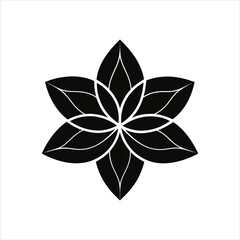 Black Flower Petals Decoration Element Icon Vector, silhouette