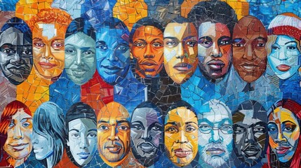 vibrant mosaic of diverse faces varying ages and ethnicities welcoming expressions