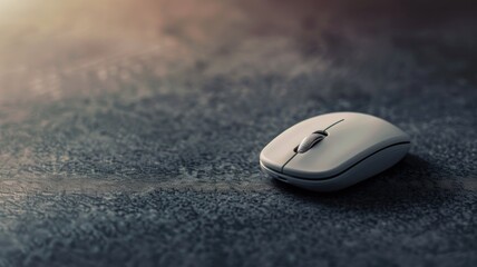 White wireless computer mouse on textured surface