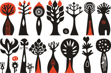 Abstract | Minimalism Forest | Character Design | " Rustic Canopies " | Set | Collection |