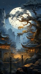 Obraz premium night in the mountains wallpaper, generative ai