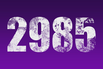 flat white grunge number of 2985 on purple background.	