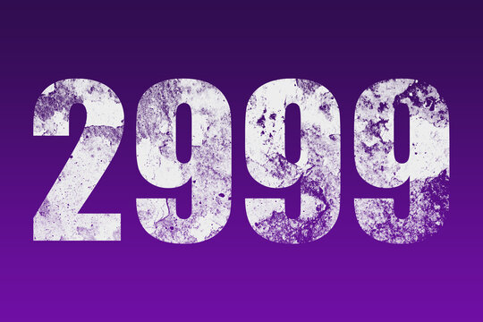 flat white grunge number of 2999 on purple background.	