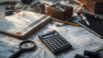 Scientific calculator protractor ruler and graph paper on a school desk a perfect representation of essential math tools and educational supplies for students
