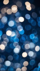 Fototapeta premium Blue and white bokeh lights in the background of a city at night