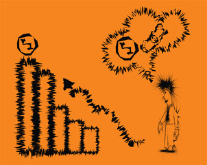 Businessman watching currency exchange rate going down