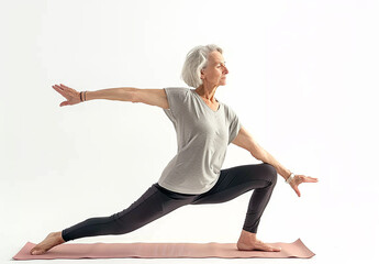 Naklejka premium Serene Woman Practicing Yoga Meditation in Minimalist White Studio