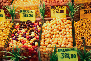 Olives with a Yellow Tint at Turkish Market