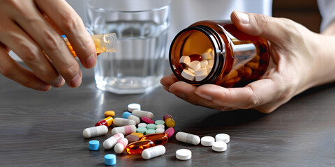 Multicolored Medications Mingle Medically, cancer medicines, anti obesity drugs, hand pouring pills, Drug Dosage, treatment options, prescription facts, pregnancy warning, inactive ingredients, 