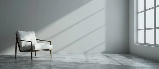 Minimalist Modern Interior with White Armchair and Large Window Casting Natural Light