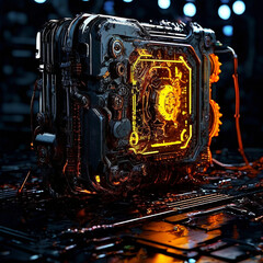 Fototapeta premium Red,Yellow, and Black Tech