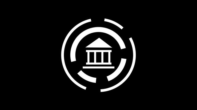 Bank Building Icon Isolated. Bank building icon animation.